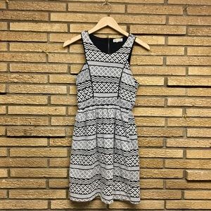 Black and White Geometric Short Dress